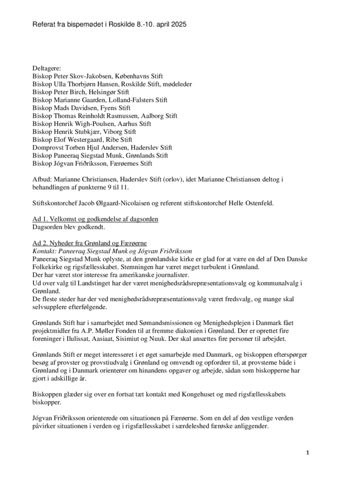 Bispemøde 8.-10. april 2025 Roskilde Stift (pdf)
